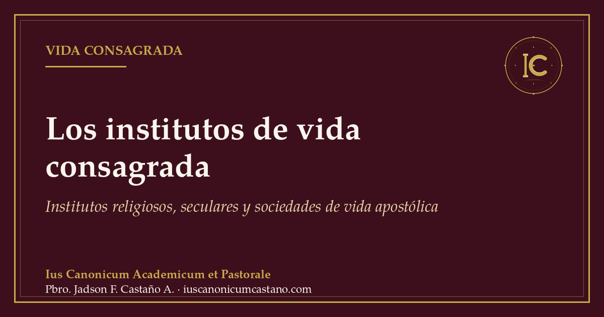 Portada borgoña con filete dorado y el logo del blog: «Los institutos de vida consagrada. Institutos religiosos, seculares y sociedades de vida apostólica».