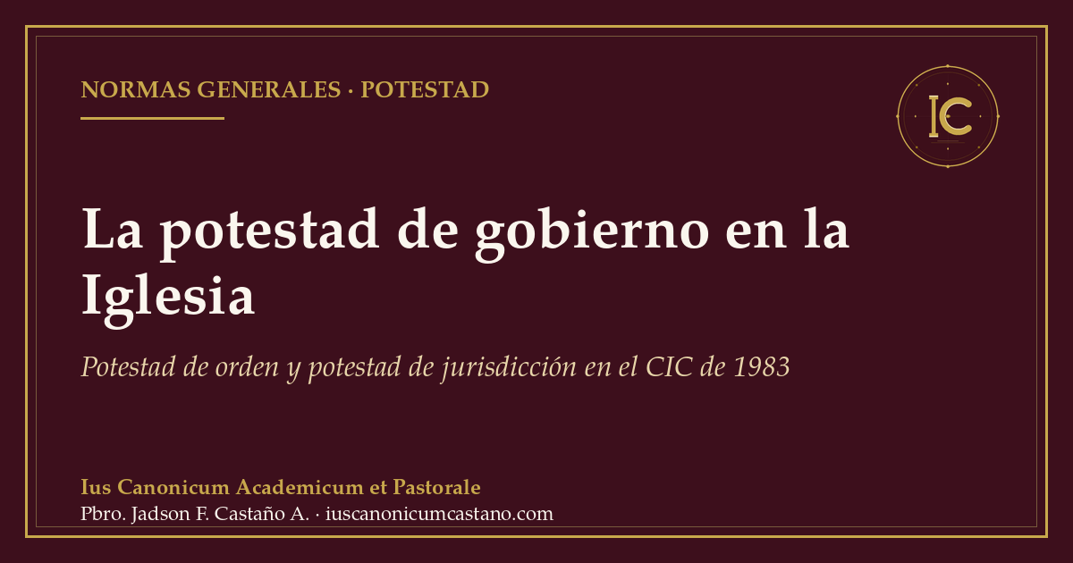 Portada borgoña con filete dorado y el logo del blog: «La potestad de gobierno en la Iglesia. Potestad de orden y potestad de jurisdicción en el CIC de 1983».