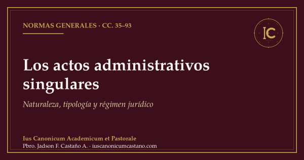 Portada borgoña con filete dorado y el logo del blog: «Los actos administrativos singulares. Naturaleza, tipología y régimen jurídico», cc. 35–93.